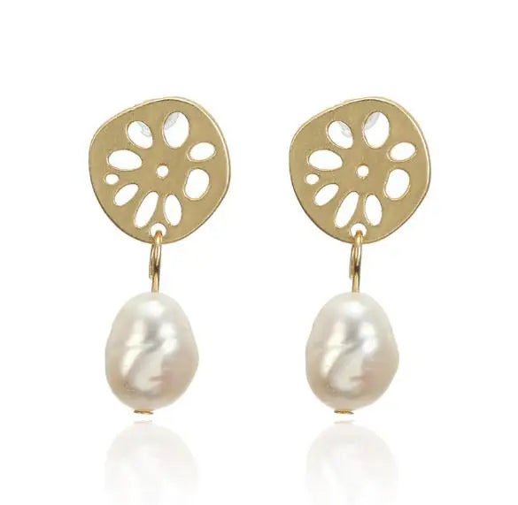 Natural Freshwater Baroque Pearl Earrings