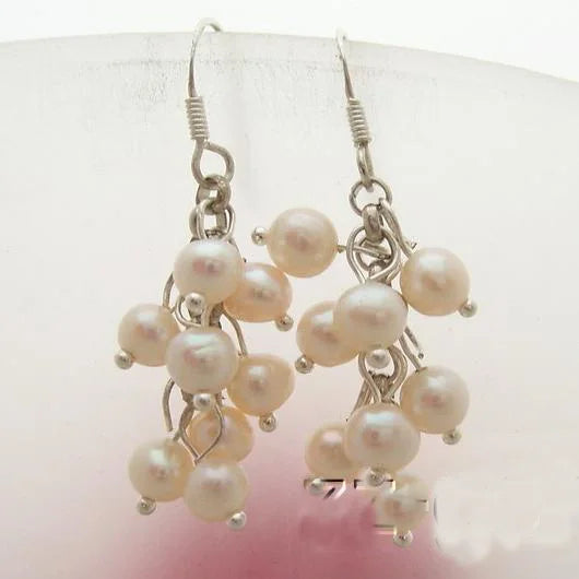 Natural Round Freshwater Pearl Earrings - S925 Sterling Silver
