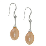 Arrival Pearl Earrings S925 Silver Dangle 9-10mm Rice Freshwater Pearl