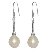 Arrival Pearl Earrings S925 Silver Dangle 9-10mm Rice Freshwater Pearl
