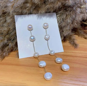Baroque Freshwater Pearl Long Stud Earring