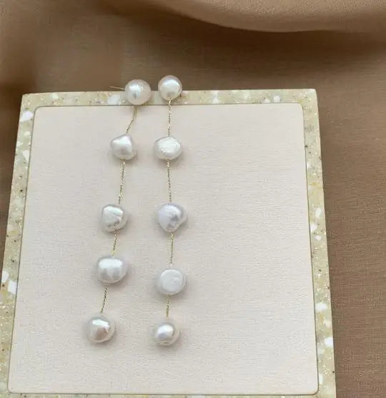 Baroque Freshwater Pearl Long Stud Earring