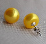 Golden Freshwater Pearl Stud Earring 925 Silver