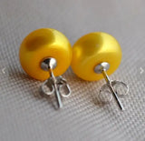 Golden Freshwater Pearl Stud Earring 925 Silver