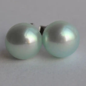 8mm Freshwater Pearl Silver Stud Earrings Charming Lady Gift
