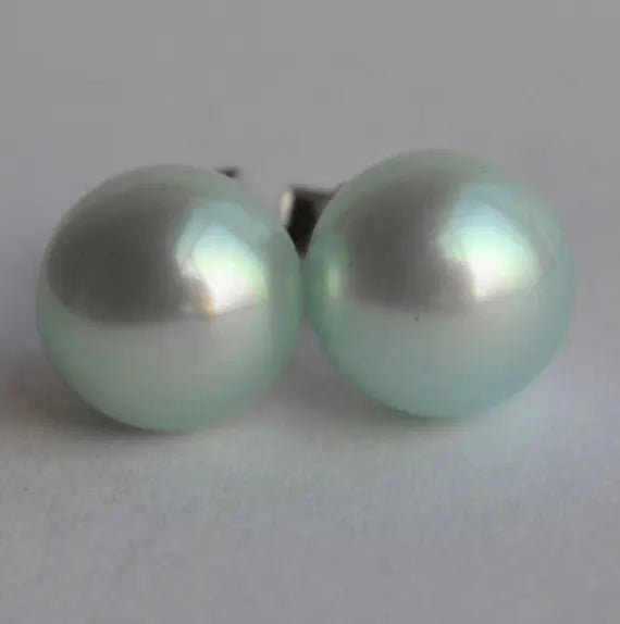 8mm Freshwater Pearl Silver Stud Earrings Charming Lady Gift