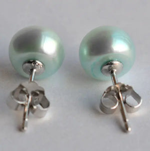 8mm Freshwater Pearl Silver Stud Earrings Charming Lady Gift