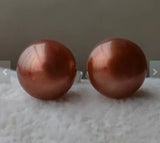 Coffee Freshwater Pearl Stud 925 Silver Earrings - Gift for Women