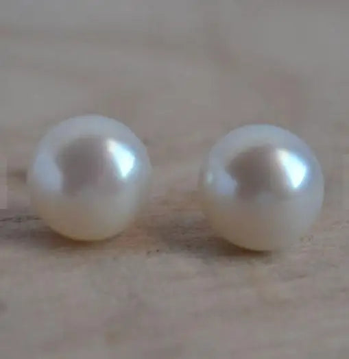 9mm Freshwater Pearl Stud 925 Silver Earrings Wedding