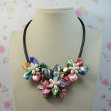 Multicolor Freshwater Pearl Flower Necklace Women Gift