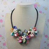 Multicolor Freshwater Pearl Flower Necklace Women Gift