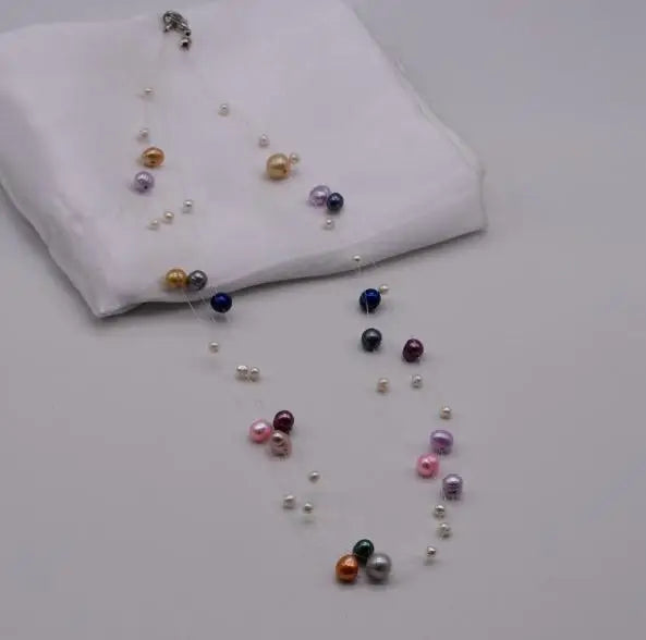 Multicolor Freshwater Pearl Necklace for Birthday Party Lady Gift