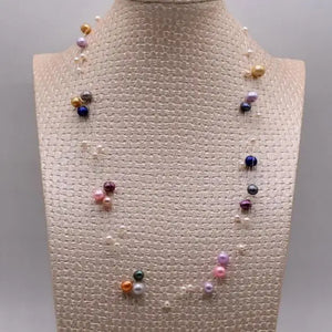 Multicolor Freshwater Pearl Necklace for Birthday Party Lady Gift