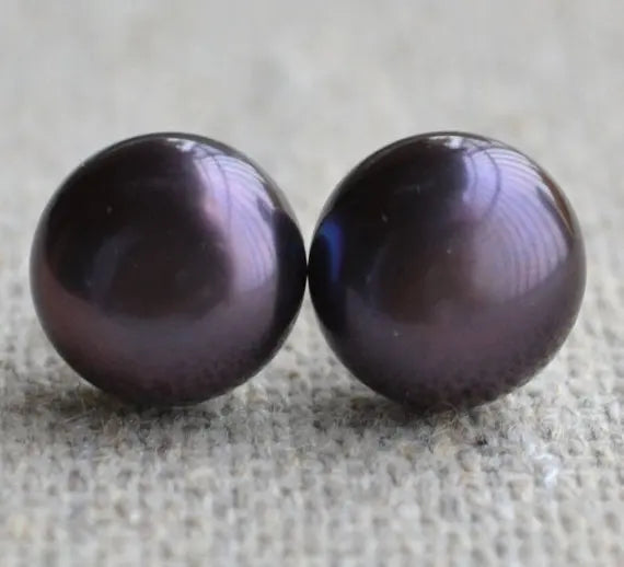 Peacock Freshwater Pearl Stud Earrings Silver Jewelry Lady Gift