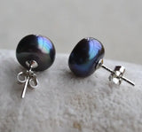 Peacock Freshwater Pearl Stud Earrings Silver Jewelry Lady Gift