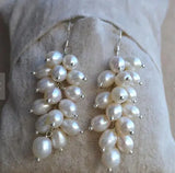 Freshwater Pearl S925 Silver Dangle Earrings Wedding Jewelry