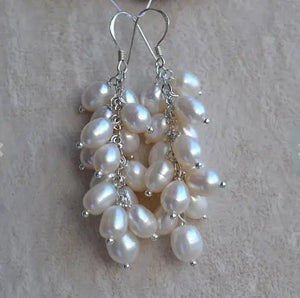 Freshwater Pearl S925 Silver Dangle Earrings Wedding Jewelry