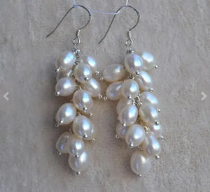 Freshwater Pearl S925 Silver Dangle Earrings Wedding Jewelry