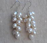 Freshwater Pearl S925 Silver Dangle Earrings Wedding Jewelry