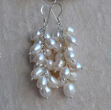 Freshwater Pearl S925 Silver Dangle Earrings Wedding Jewelry