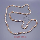 Pink Lavender Baroque Freshwater Pearl Long Necklace