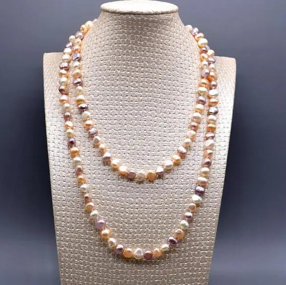 Pink Lavender Baroque Freshwater Pearl Long Necklace