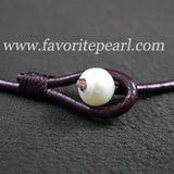 Pink Freshwater Pearl Necklace 18" 9-10mm Leather Fine Jewelry