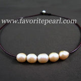 Pink Freshwater Pearl Necklace 18" 9-10mm Leather Fine Jewelry