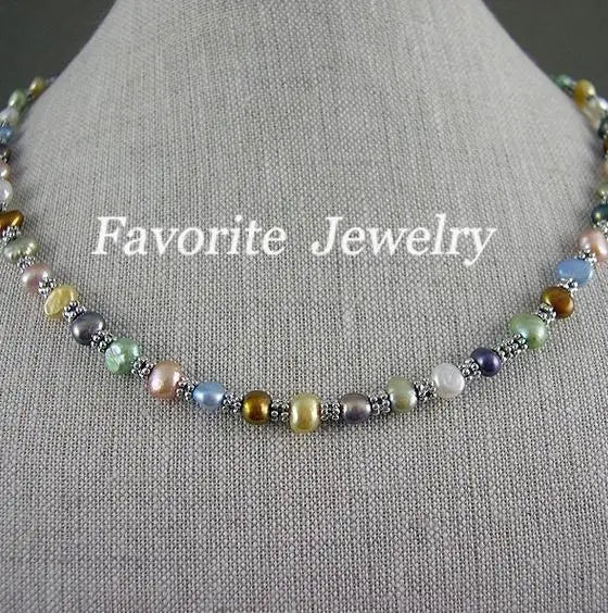 Baroque Freshwater Pearl Necklace 18in AA Silver Beads