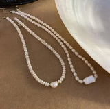 Baroque Pearl Choker Necklace Elegant White Gold Plated Gift for Her 16"