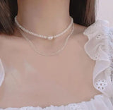 Baroque Pearl Choker Necklace Elegant White Gold Plated Gift for Her 16"