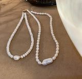 Baroque Pearl Choker Necklace Elegant White Gold Plated Gift for Her 16"