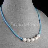 Arrival Favorite Pearl Necklace Natural Freshwater Pearl Deep Sky Leather