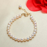 Real Pearl Bracelet Freshwater Pearls Bangle 8-9mm Fine Jewelry