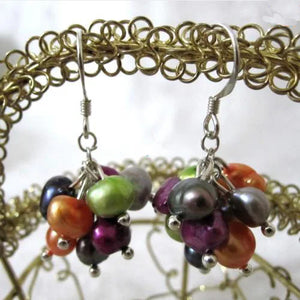 Real Pearl Dangle Earrings 5-7mm Multicolor Freshwater S925 Sterling Silver