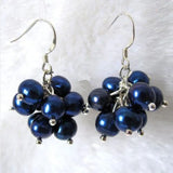Navy Freshwater Pearl Dangle Earring S925 Silver Hook Fine Jewelry