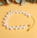 Freshwater Pearl Cultured Pearl Rice Shape Beaded 925 Bracelet