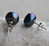 10mm Freshwater Pearl Stud Earring, S925 Silver Jewelry for Wedding