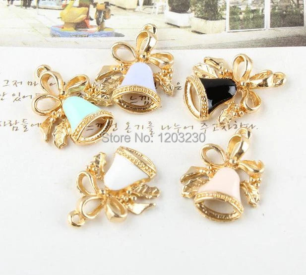 Floating Locket Metal Pendant with Ribbons Bells Charms