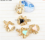 Floating Locket Metal Pendant with Ribbons Bells Charms