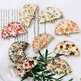 Arrival Floral Fan Shape Wooden Necklace Pendants Earring DIY Charms 70pcs