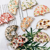 Arrival Floral Fan Shape Wooden Necklace Pendants Earring DIY Charms 70pcs