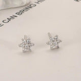 925 Silver Paved Zircon Hexagon Star Stud Earrings