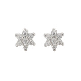925 Silver Paved Zircon Hexagon Star Stud Earrings