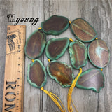 Yellow Agates Slice Beads With Green Edges