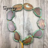 Yellow Agates Slice Beads With Green Edges
