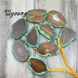 Yellow Agates Slice Beads With Green Edges