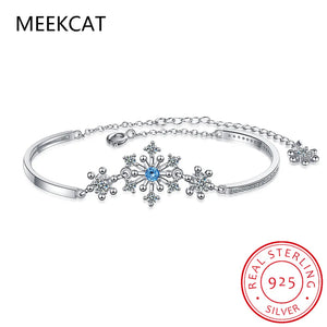 925 Silver Snowflake CZ Crystal Tennis Bracelet
