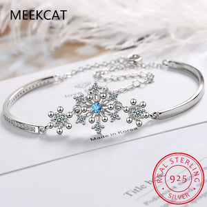 925 Silver Snowflake CZ Crystal Tennis Bracelet