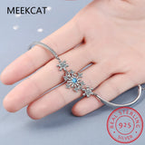 925 Silver Snowflake CZ Crystal Tennis Bracelet